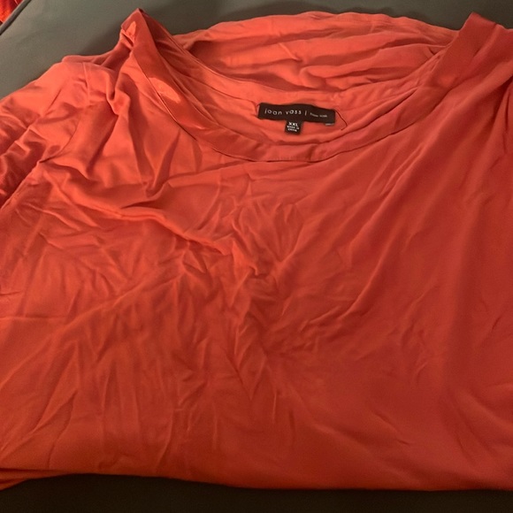 Joan Voss New York orange T-shirt with satin trim neckline ~ size XXL - Picture 1 of 3